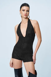 Anisa Siyah Renkli Rhinestone Sırtı Açık Body